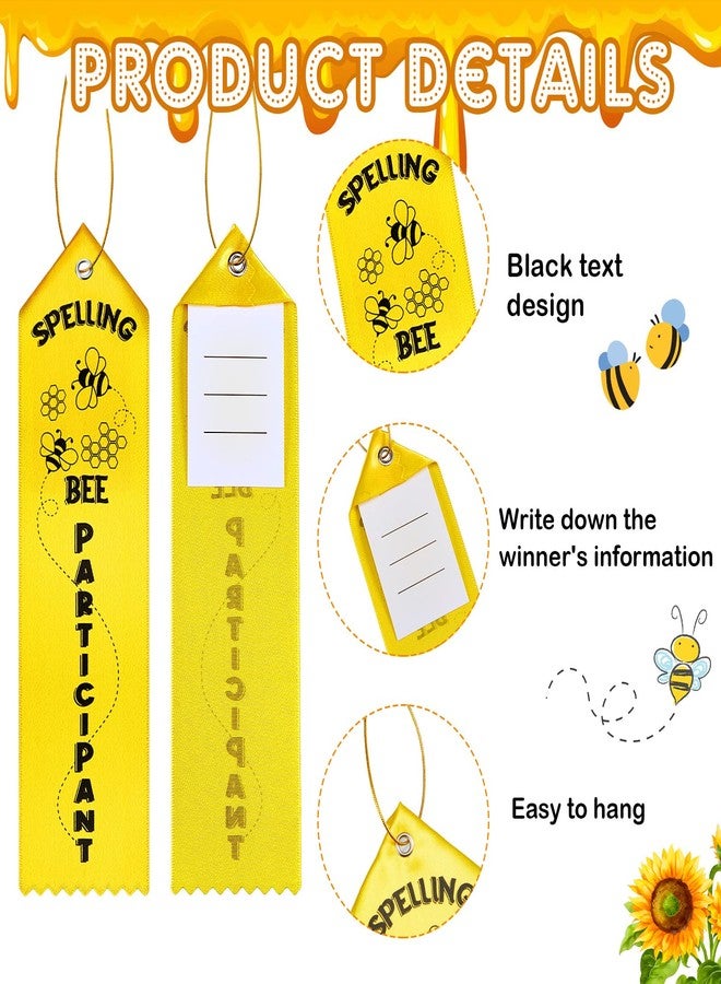 Glenmal Spelling Bee Participant Award Ribbons with Card and String Yellow Participation Ribbon Spelling Bee Medal Ribbons Participant Prize for Kids Competition, 2 x 8 Inch(100 Pcs) - Image 5